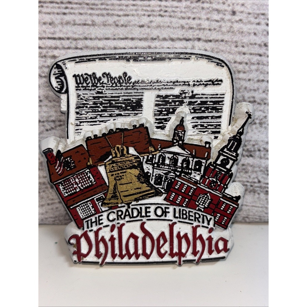 Vintage Philadelphia Magnet Cradle Of Liberty We The People Liberty Bell - Picture 5 of 5